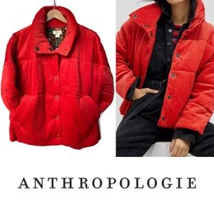 Anthro x Maeve Jackson Corduroy Puffer Coat XL NWT